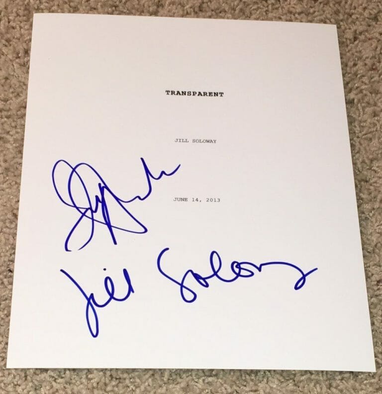 JILL SOLOWAY & JEFFREY TAMBOR SIGNED AUTOGRAPH TRANSPARENT PILOT SCRIPT W/PROOF
 COLLECTIBLE MEMORABILIA