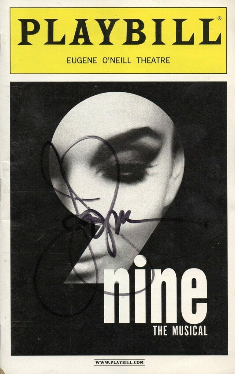 JOHN STAMOS SIGNED NINE THE MUSICAL PLAYBILL VINTAGE AUTHENTIC AUTOGRAPH
 COLLECTIBLE MEMORABILIA
