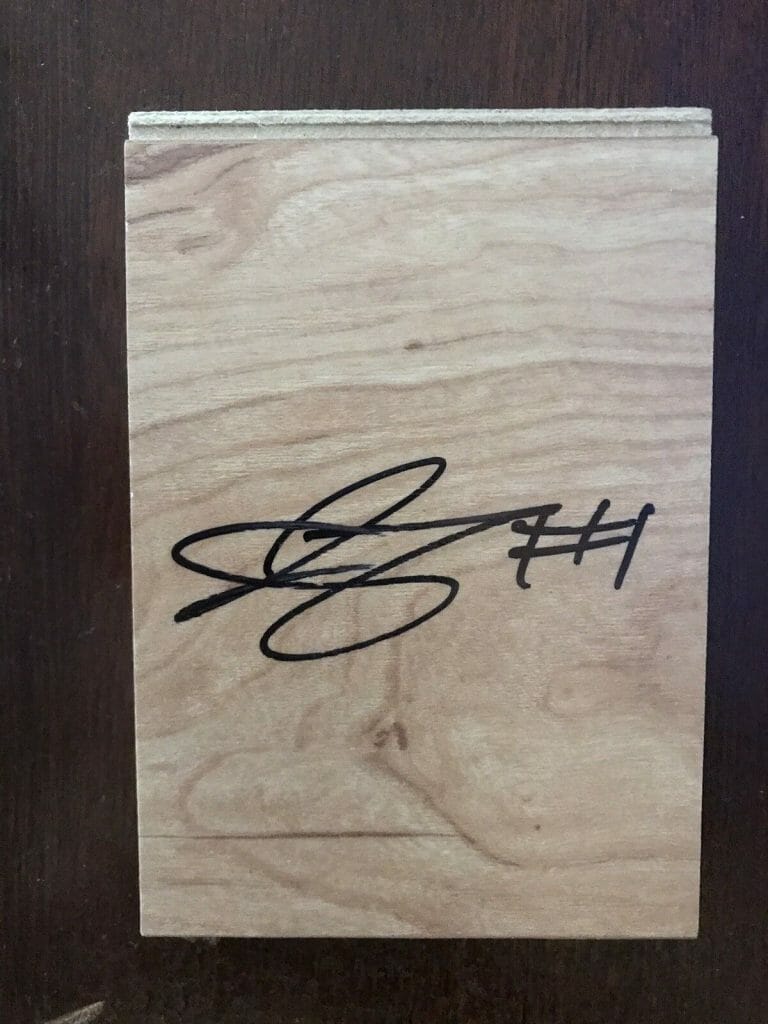 JORDAN TUCKER SIGNED 3.5 X 5 WOOD FLOOR TILE AUTOGRAPHED BUTLER BULLDOGS
 COLLECTIBLE MEMORABILIA