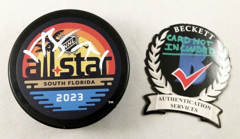 JUUSE SAROS SIGNED 2023 ALL STAR HOCKEY PUCK NASHVILLE PREDATORS BECKETT BAS COA
 COLLECTIBLE MEMORABILIA