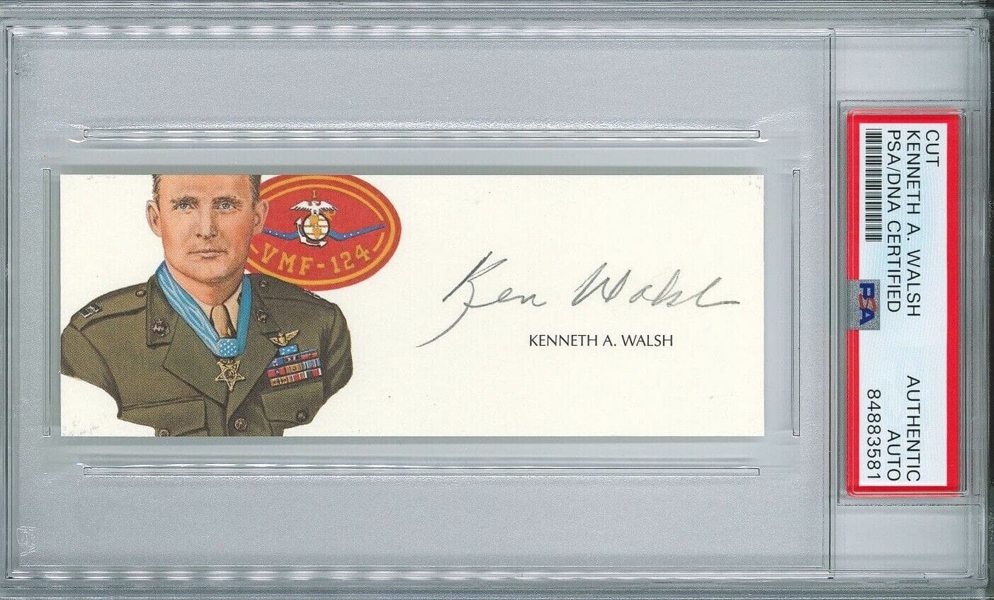 KENNETH WALSH SIGNED CUT SIGNATURE PSA DNA 84883581 (D) WWII ACE MOH ...