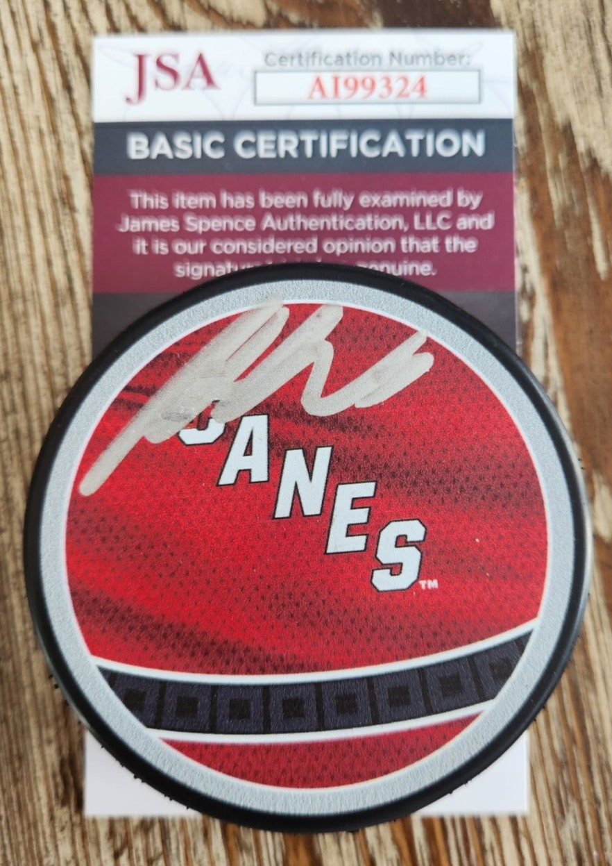 Martin Necas Signed Reverse Retro Puck w/ JSA COA #AI99324 Carolina Hurricanes