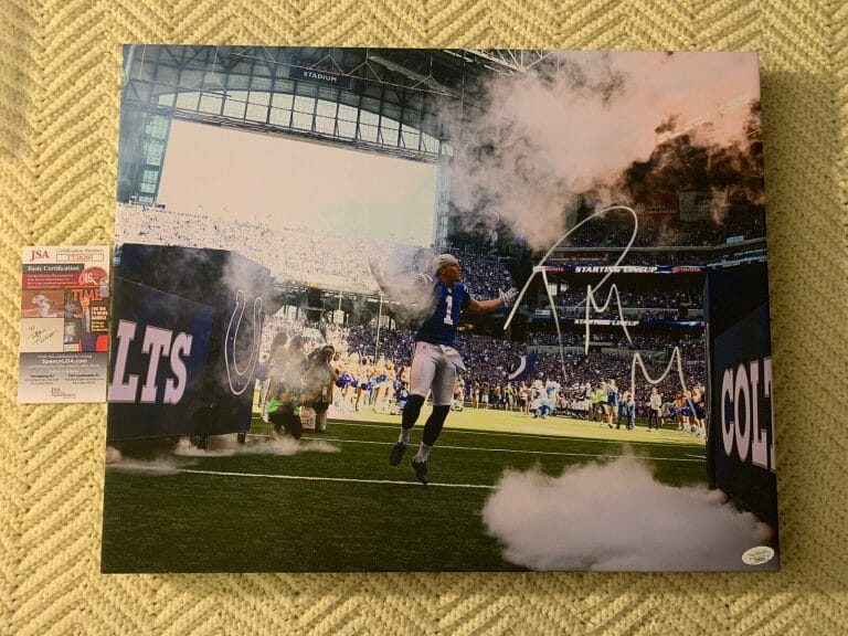 PAT MCAFEE SIGNED 16 X 20 CANVAS JSA AUTHENTICATION COA INDIANAPOLIS COLTS
 COLLECTIBLE MEMORABILIA