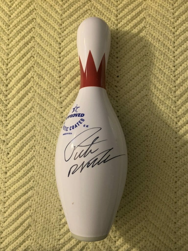 PETE WEBER BRUNSWICK PBA SIGNED UNUSED BOWLING PIN AUTOGRAPHED UNIQUE
 COLLECTIBLE MEMORABILIA