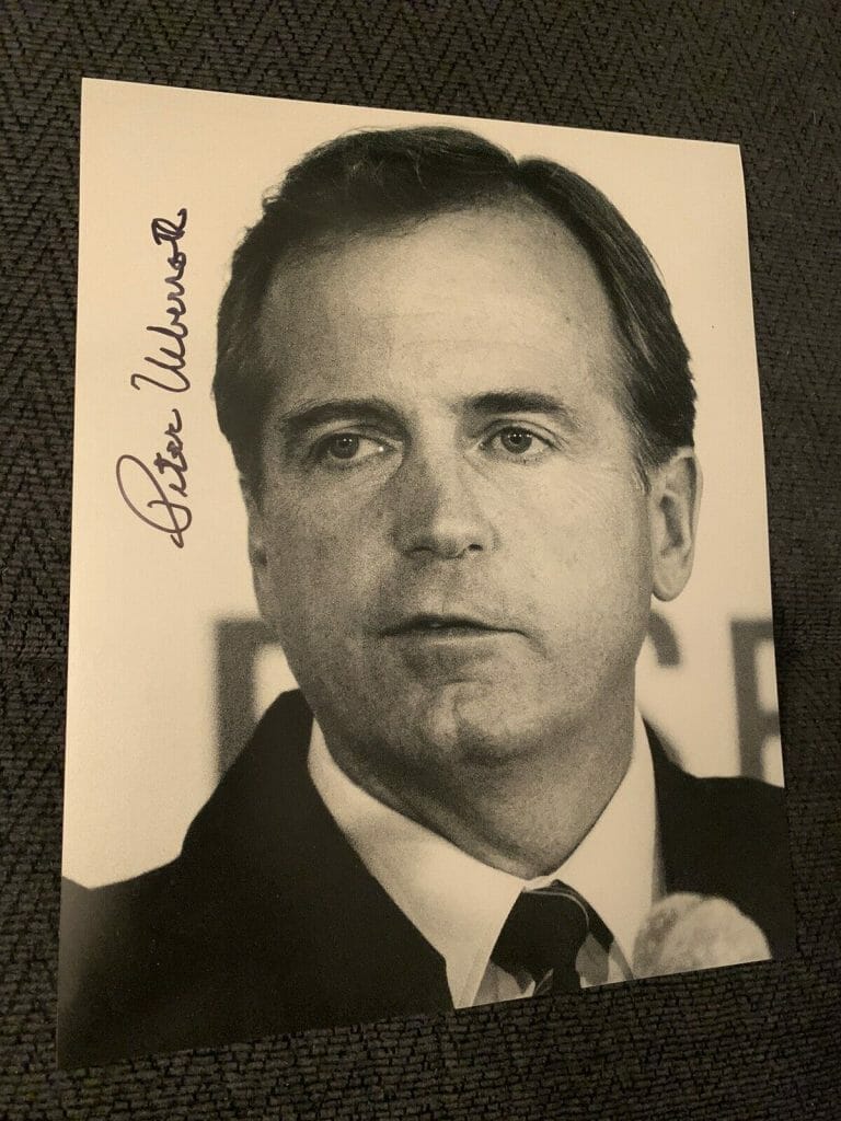 PETER UEBERROTH SIGNED 8 X 10 PICTURE AUTOGRAPHED BASEBALL COMMISSIONER
 COLLECTIBLE MEMORABILIA