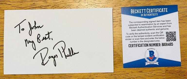 REGIS PHILBIN SIGNED AUTOGRAPHED 3×5 CARD BAS BECKETT CERTIFIED LIVE WITH REGIS
 COLLECTIBLE MEMORABILIA