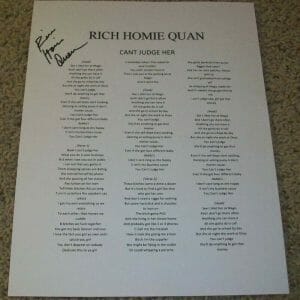 RICH HOMIE QUAN SIGNED AUTOGRAPH CAN'T JUDGE HER LYRIC SHEET w/EXACT VIDEO PROOF
Opens in a new window or tab