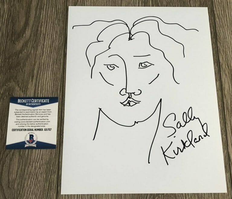 SALLY KIRKLAND SIGNED SELF PORTRAIT DRAWING SKETCH W/EXACT PROOF BECKETT BAS COA
 COLLECTIBLE MEMORABILIA