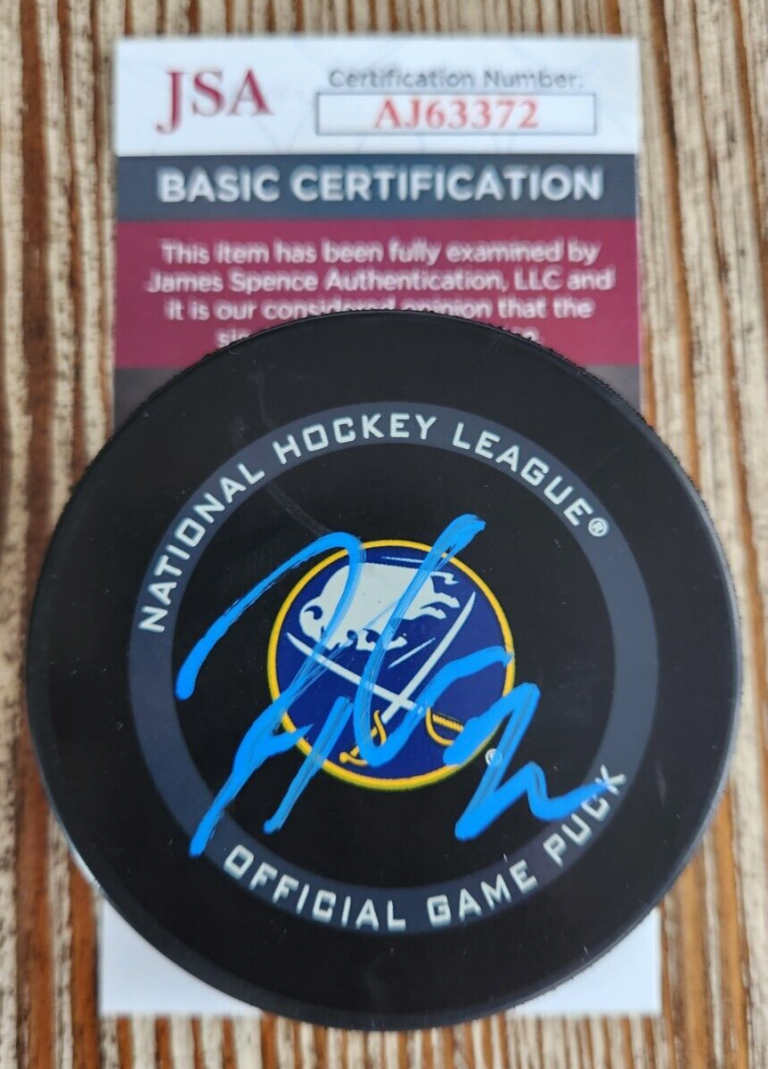 TAGE THOMPSON SIGNED OFFICIAL NHL GAME PUCK W/ JSA COA #AJ63372 BUFFALO SABRES
 COLLECTIBLE MEMORABILIA