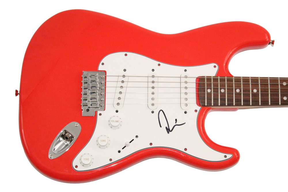 Taylor Hawkins Foo Fighters Signed Autograph Red Fender Electric Guitar JSA COA
