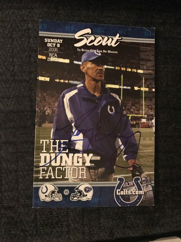 TONY DUNGY SIGNED INDIANAPOLIS COLTS SCOUT PROGRAM MAGAZINE
 COLLECTIBLE MEMORABILIA