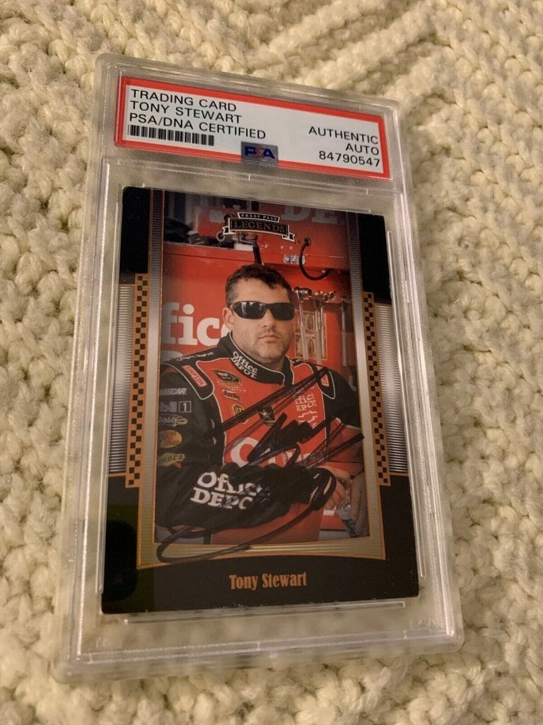 TONY STEWART SIGNED 2010 PRESS PASS LEGENDS CARD #50 PSA /DNA SLAB COA
 COLLECTIBLE MEMORABILIA