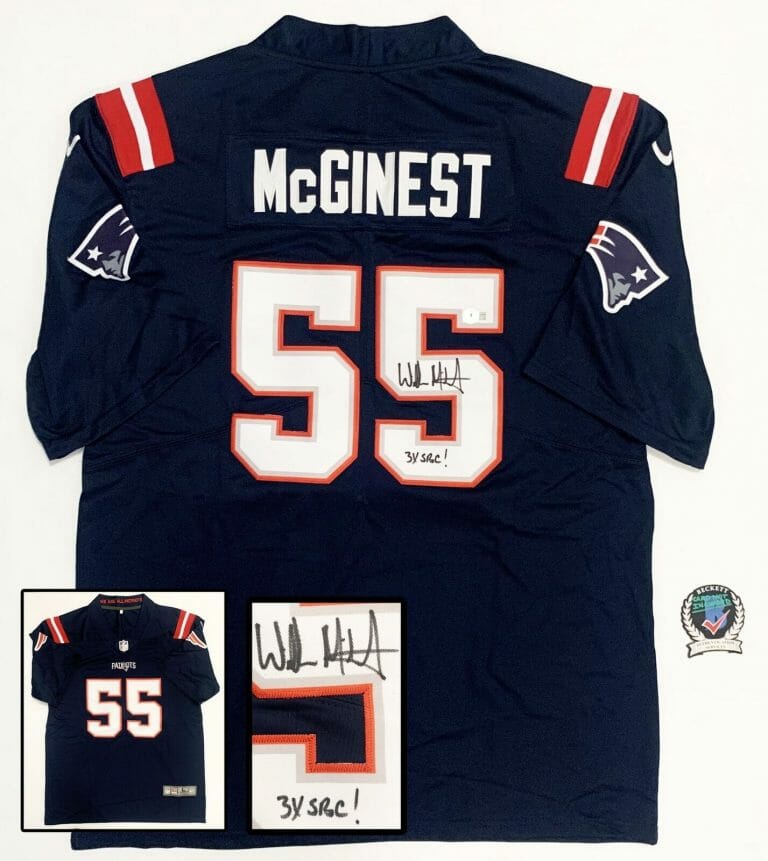 WILLIE MCGINEST SIGNED JERSEY NEW ENGLAND PATRIOTS BECKETT BAS COA
 COLLECTIBLE MEMORABILIA