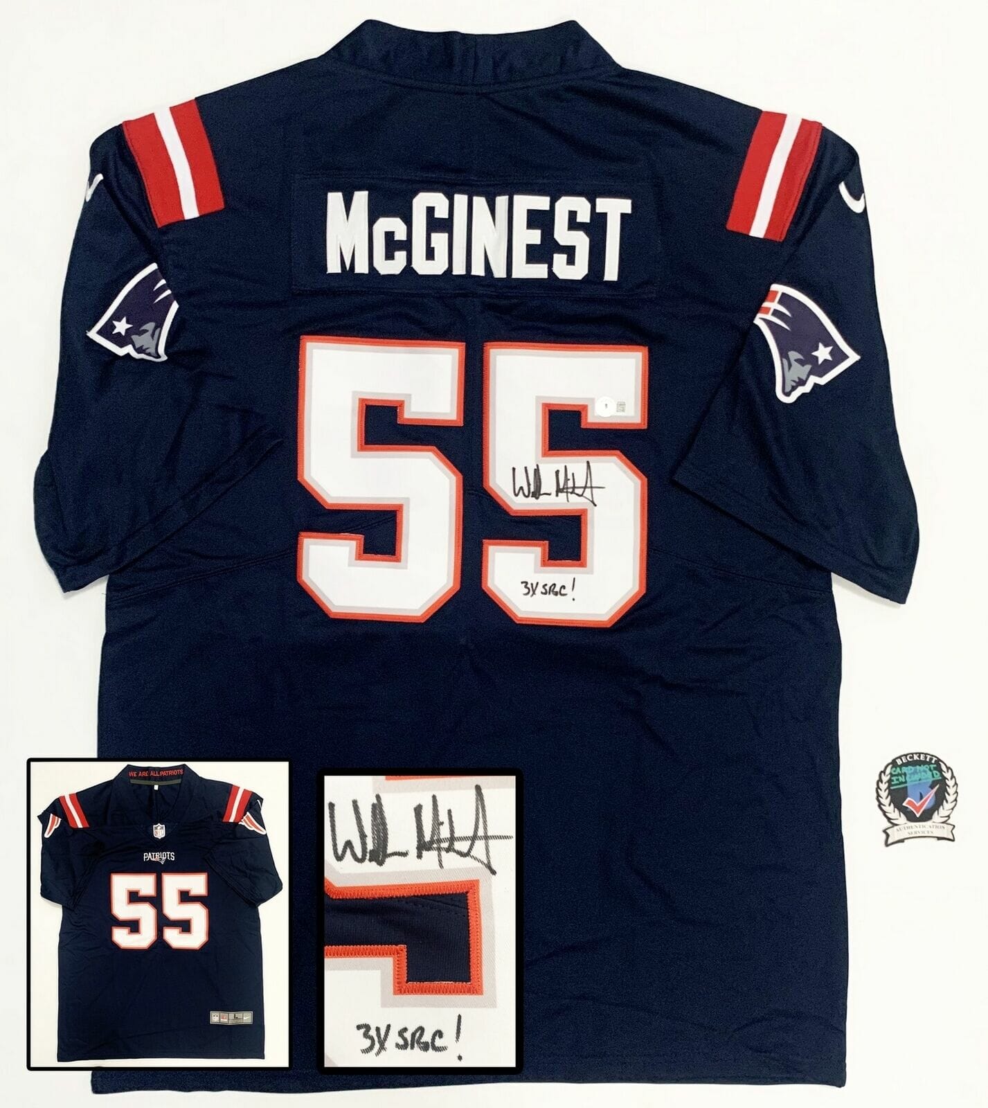 Willie McGinest Signed Patriots Jersey (Beckett COA) 3xSuper Bowl Champion