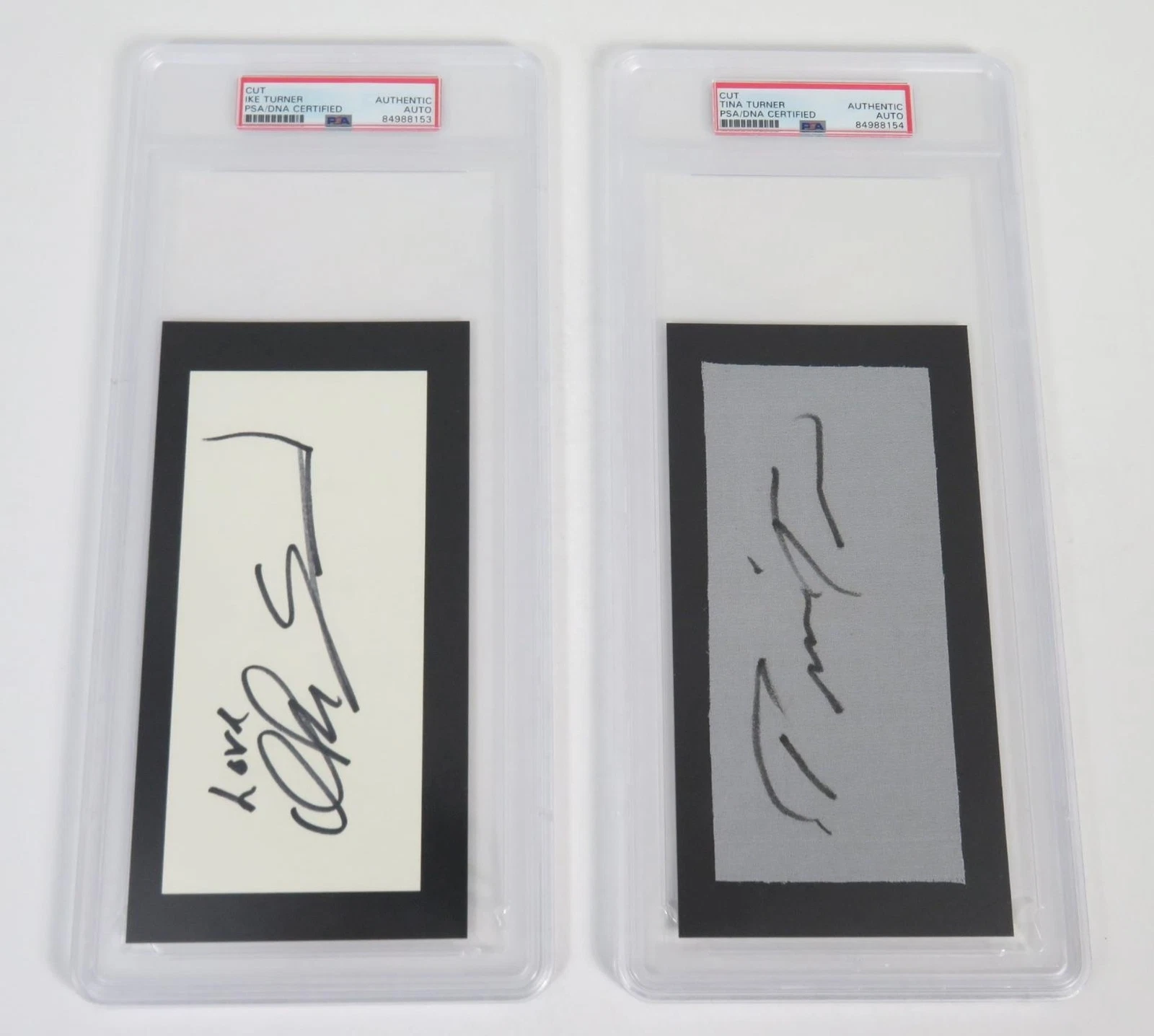 IKE & TINA TURNER Signed Autograph Auto Index Card Cut Page Set Slab PSA JSA BAS
