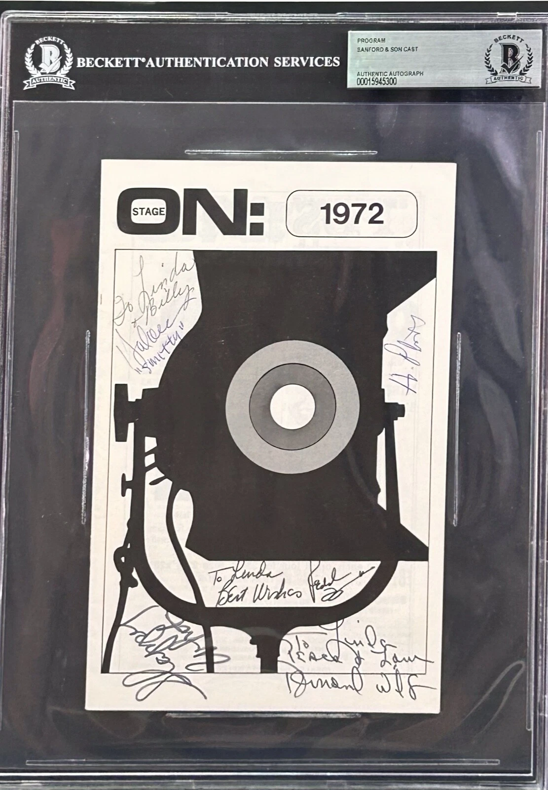 REDD FOXX WILSON PLATT WILLIAMS WHITE Signed Program Slabbed BAS SANFORD AND SON
