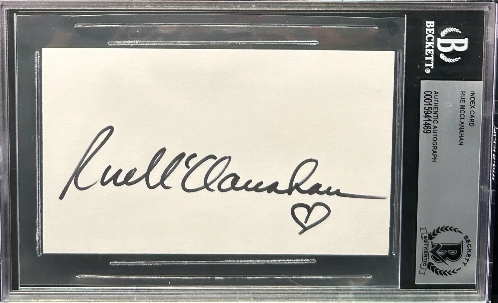 RUE MCCLANAHAN Signed Auto Index Card Slabbed Encapsulated BAS The Golden Girls
