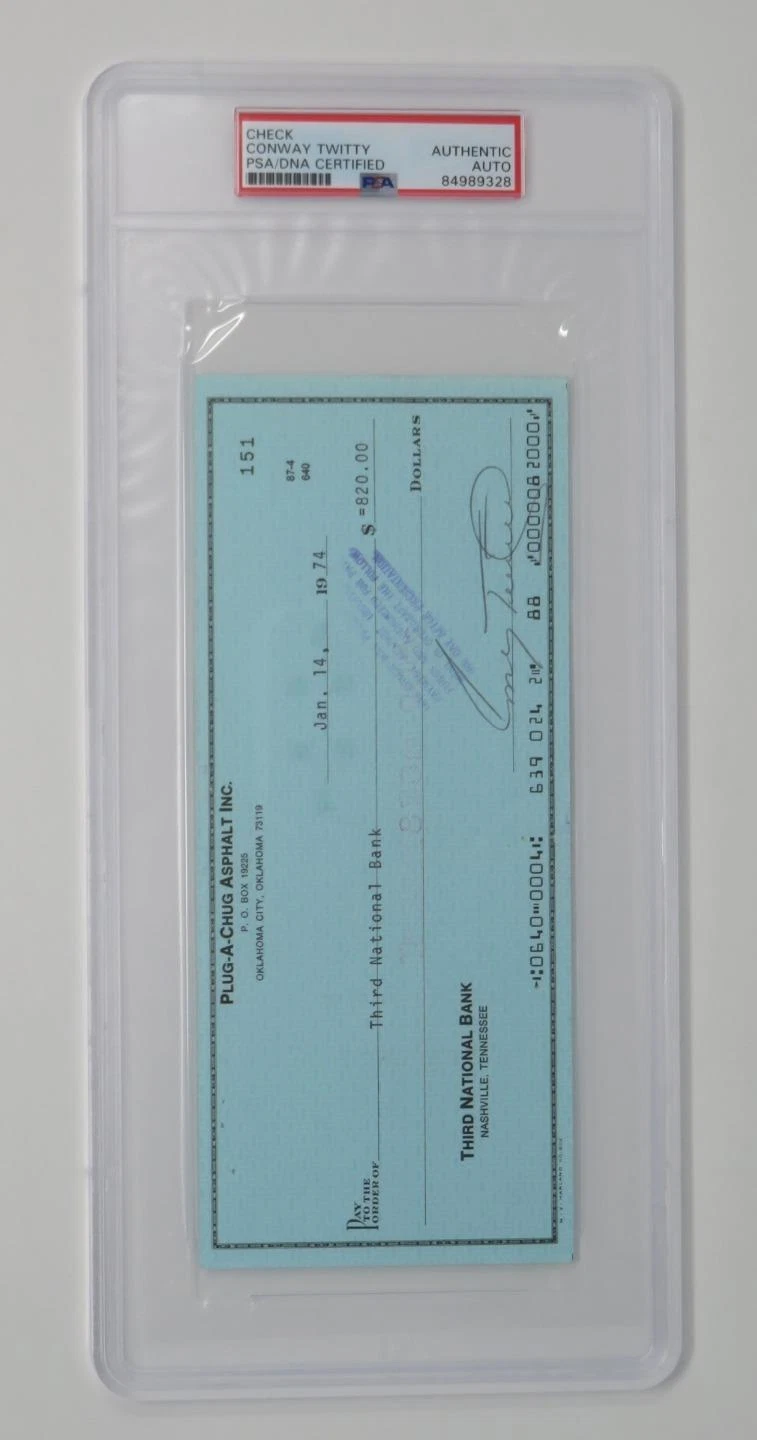 CONWAY TWITTY Signed Autograph Auto Check Slab PSA JSA
