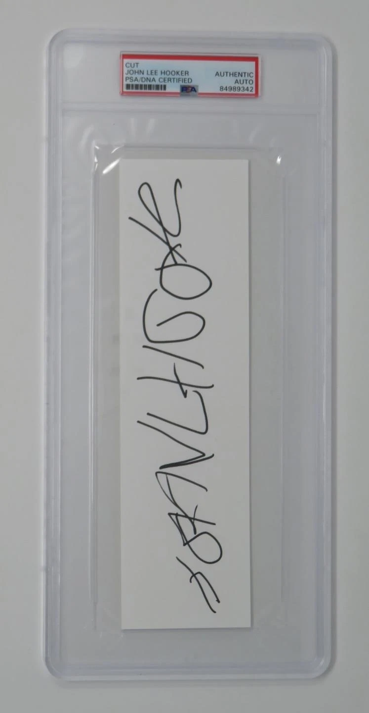 JOHN LEE HOOKER Signed Autograph Index Card Cut Page Slab JSA PSA
