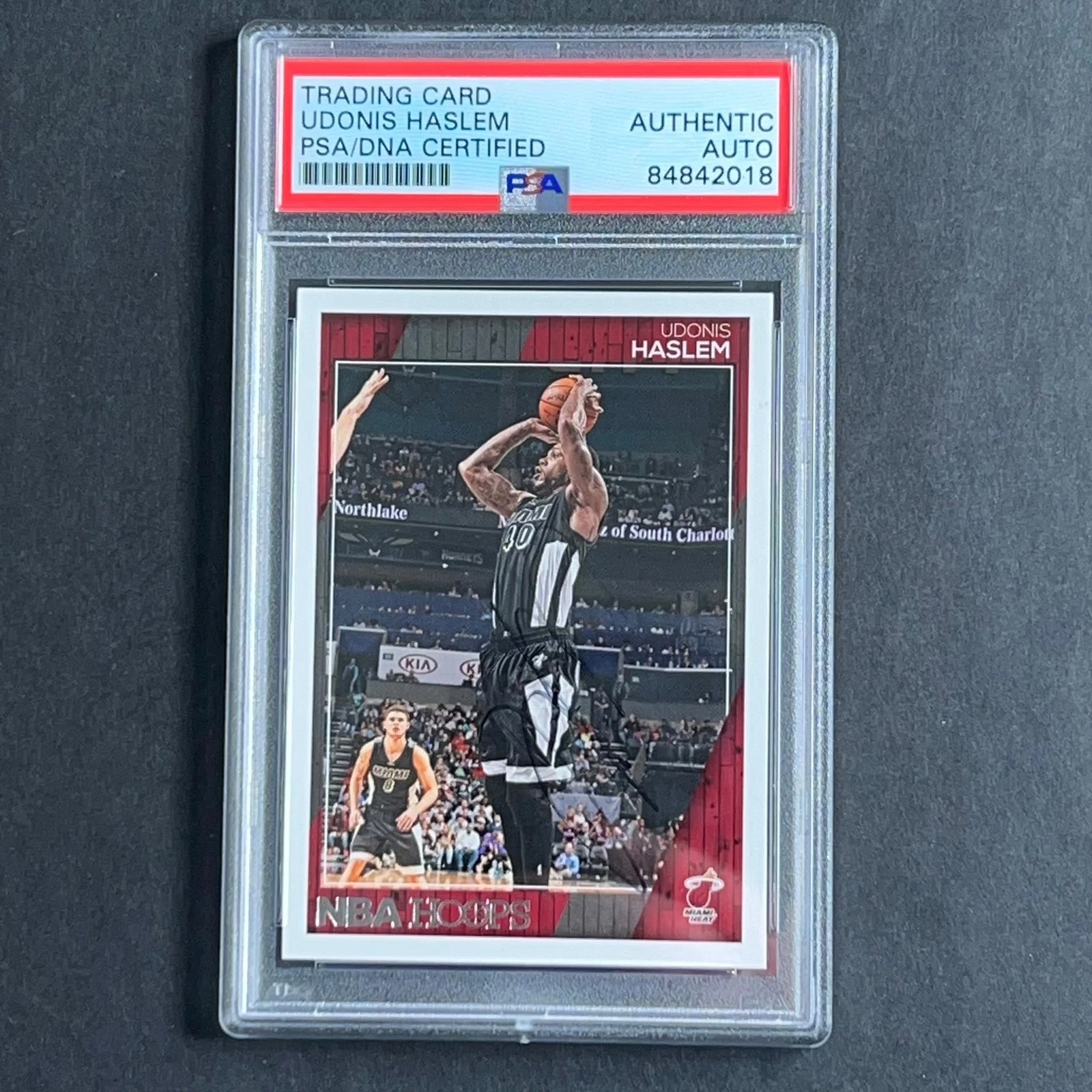 2016-17 NBA Hoops #259 Udonis Haslem Signed Card AUTO PSA Slabbed Heat
