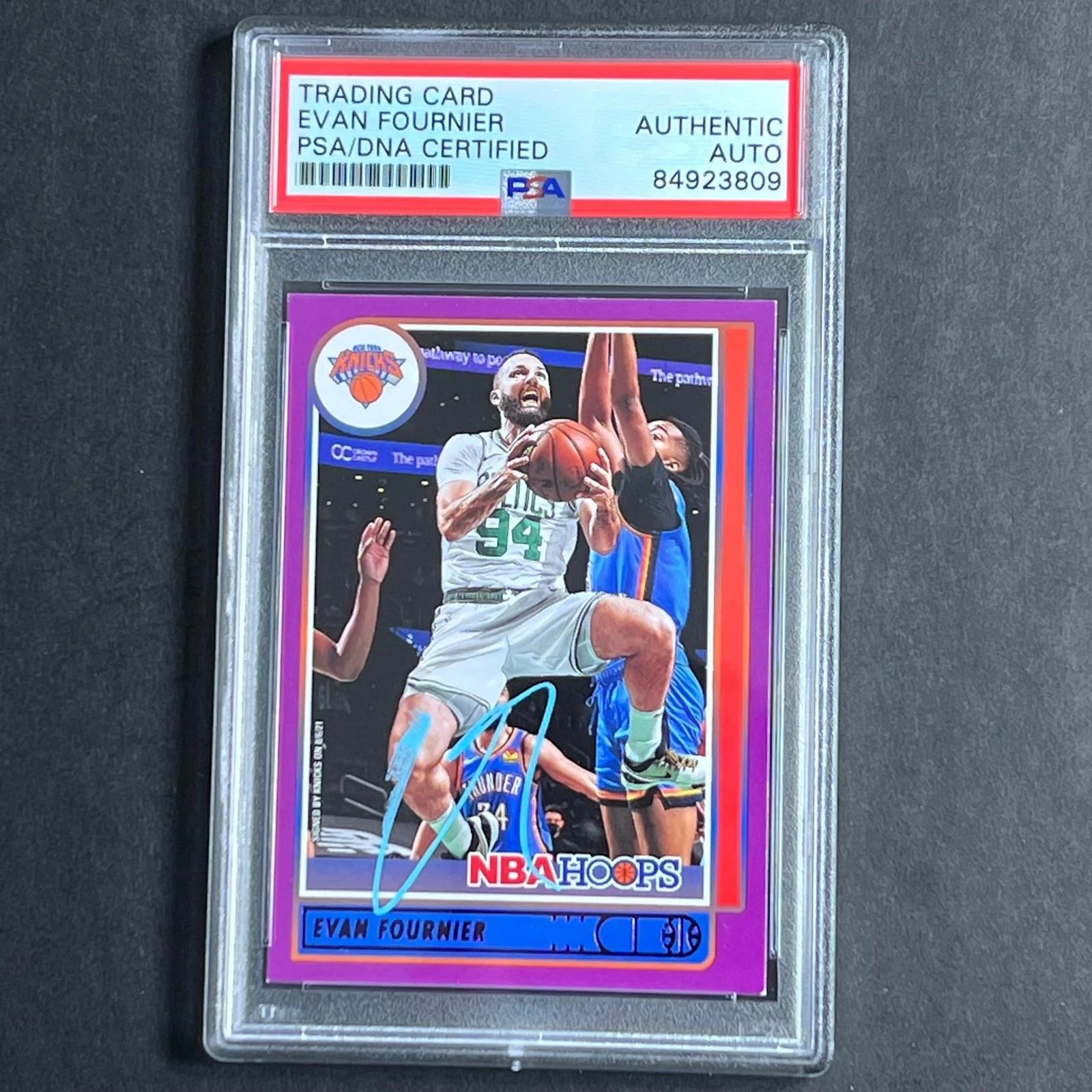 2021-22 NBA Hoops #39 Evan Fournier Signed Card AUTO 10 PSA Slabbed Knicks
