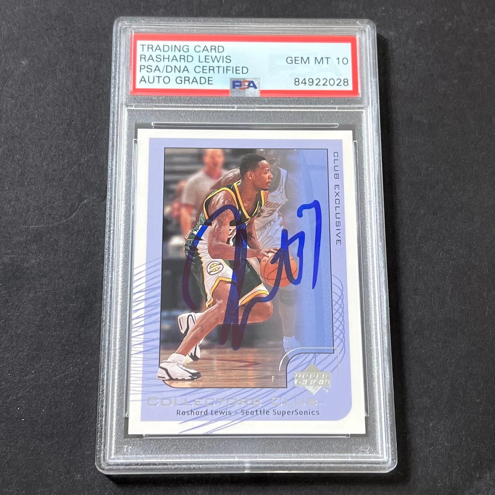 2001-02 Upper Deck #NBA17 Rashard Lewis Signed Card AUTO 10 PSA/DNA Slabbed Soni
