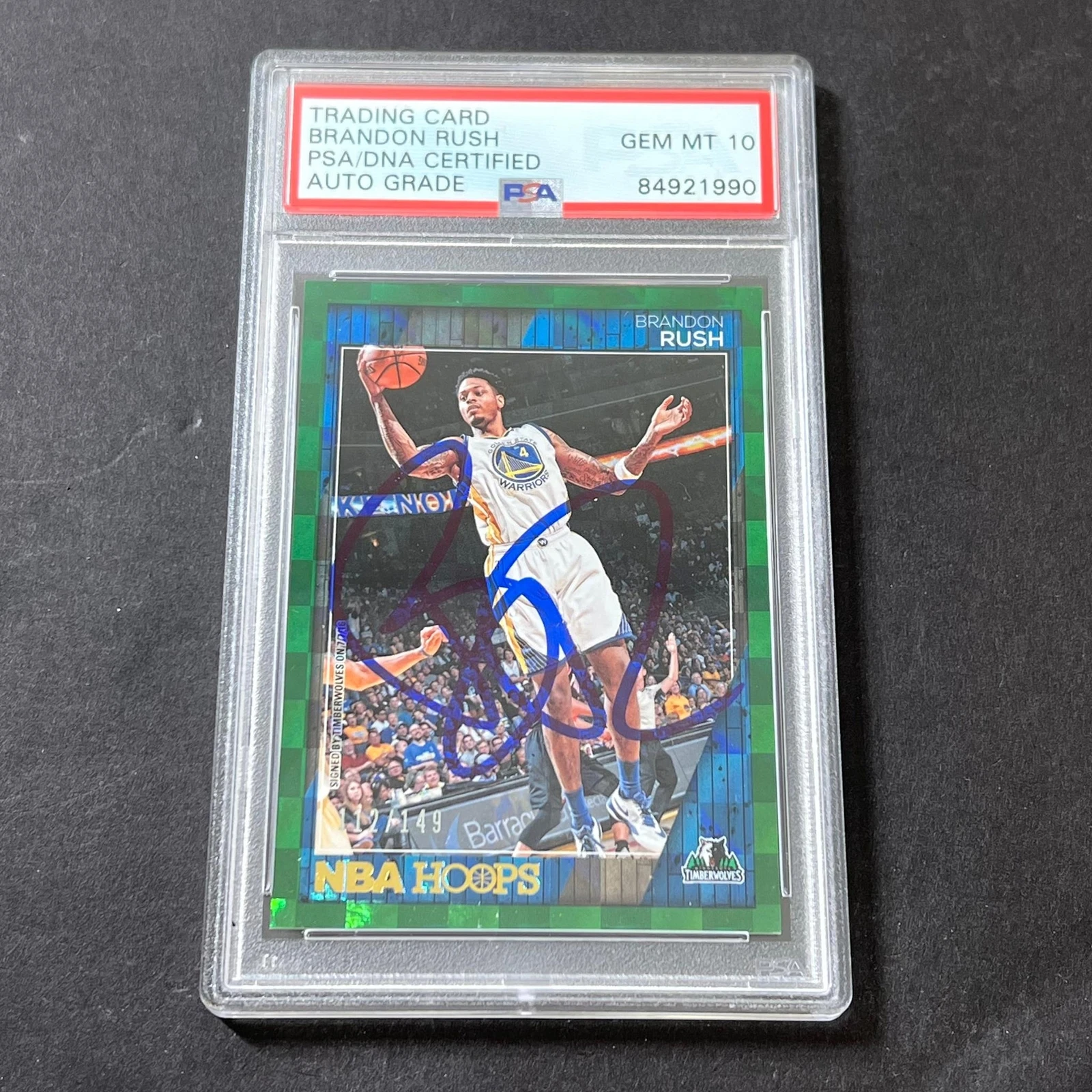 2016-17 Panini NBA Hoops #247 Brandon Rush Signed Card AUTO 10 PSA Slabbed Timbe
