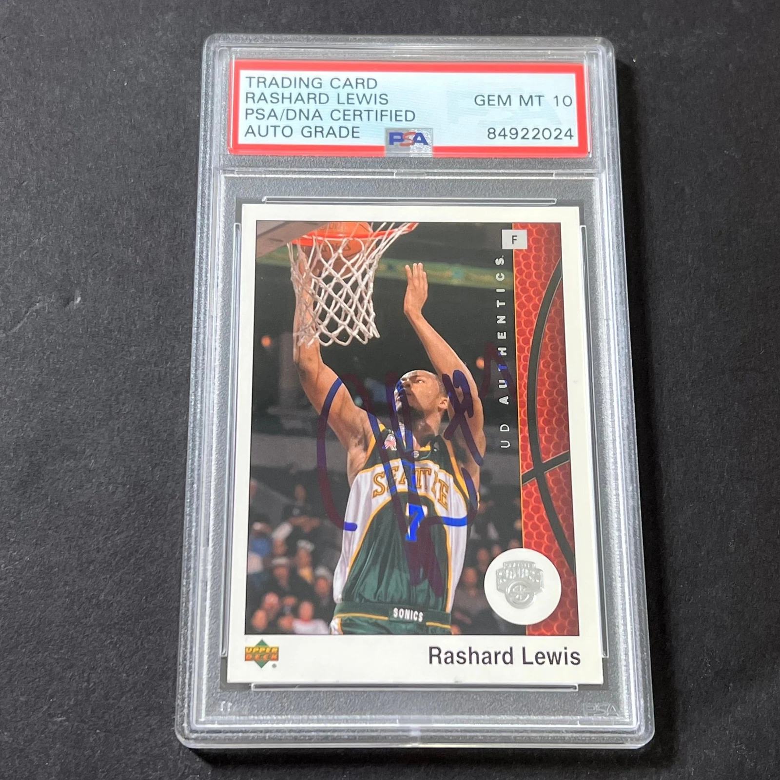 2002-03 Upper Deck #79 Rashard Lewis Signed Card AUTO 10 PSA/DNA Slabbed Sonics
