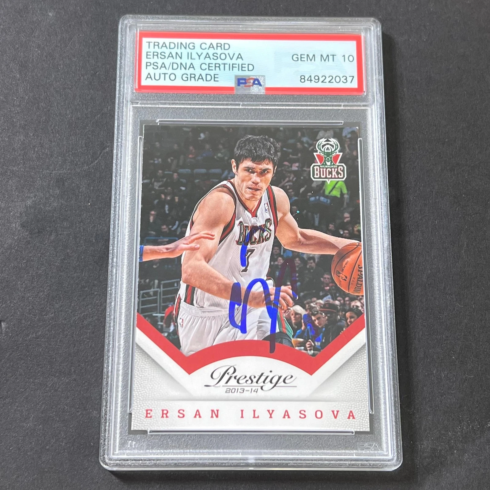 2013-14 Panini Prestige #97 Ersan Ilyasova Signed Card AUTO 10 PSA Slabbed Bucks
