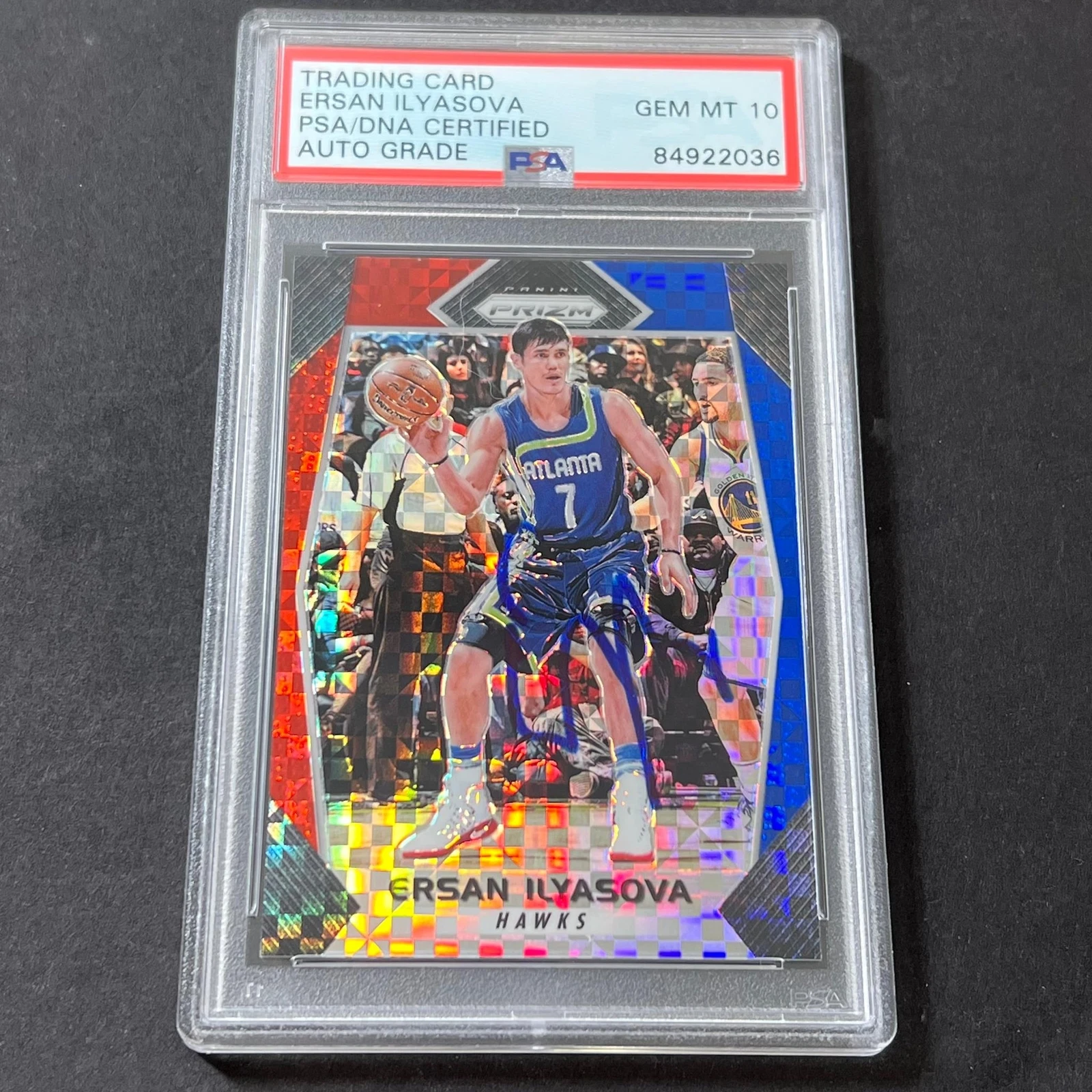 2017-18 Panini Prizm #102 Ersan Ilyasova Signed Card AUTO PSA Slabbed Hawks
