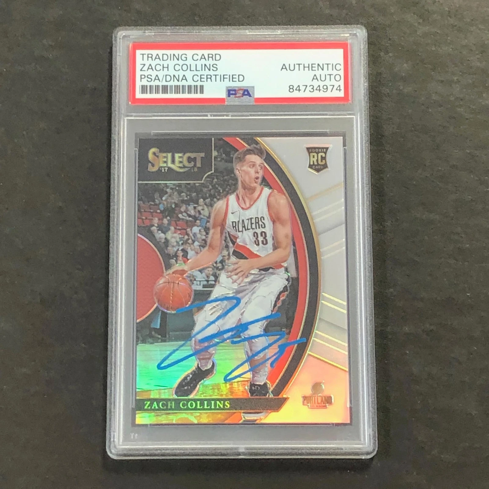 2017-18 Panini Select #94 ZACH COLLINS Signed Card AUTO PSA Slabbed RC Blazers
