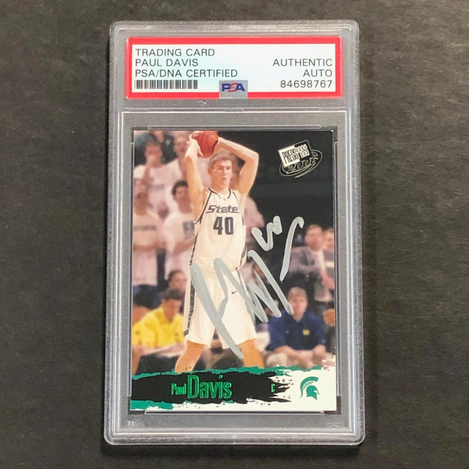2006-07 PressPass #SB12 Paul Davis Signed Card PSA Slabbed Spartans
