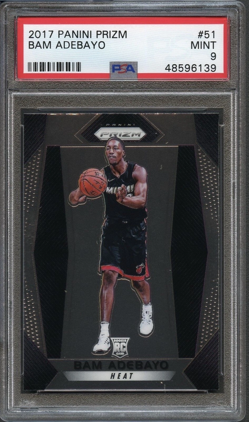 2017 Panini Prizm #51 Bam Adebayo PSA 9 Mint RC Miami Heat
