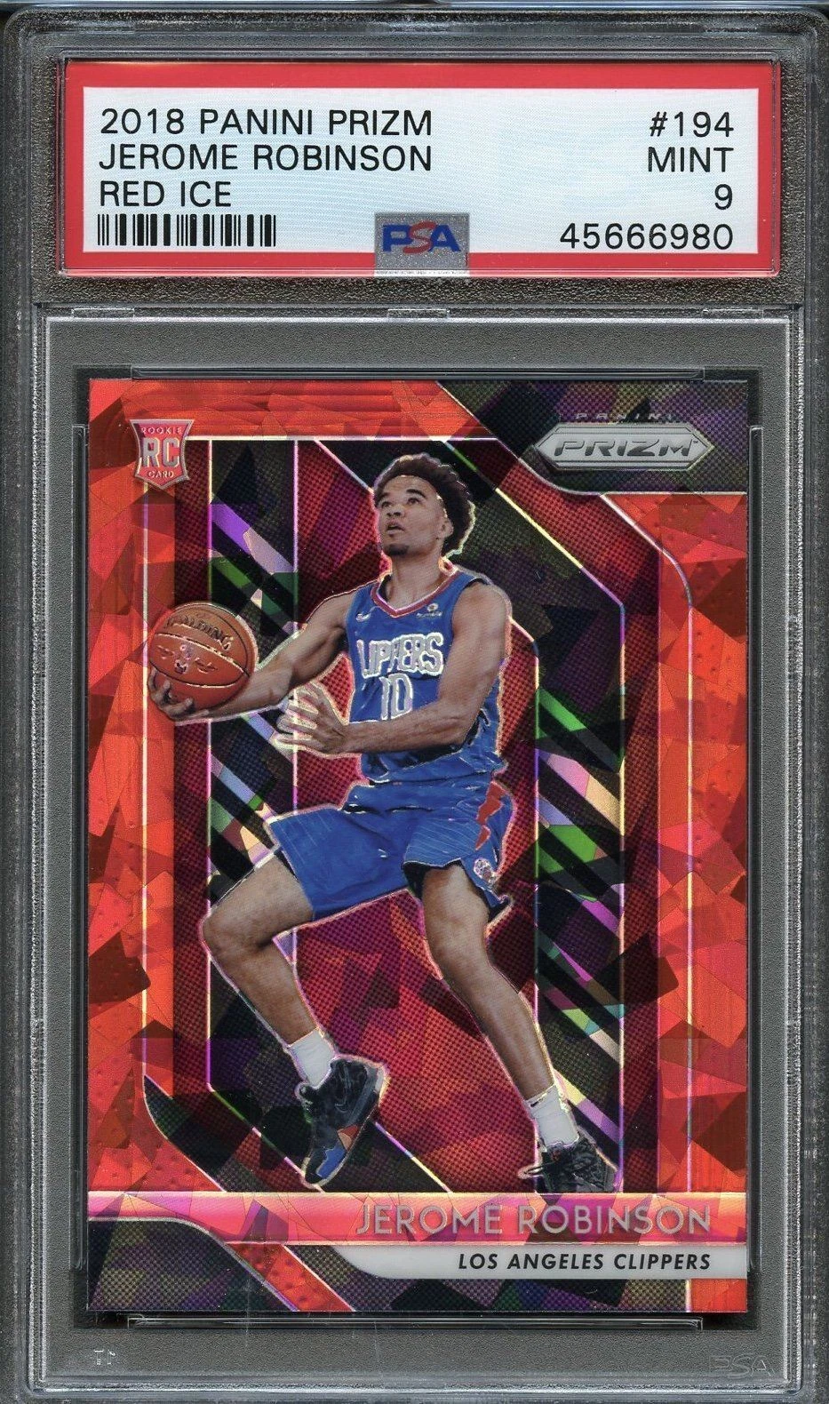 2018 Panini Prizm #194 Jerome Robinson Red Ice Prizm PSA 9 Mint RC
