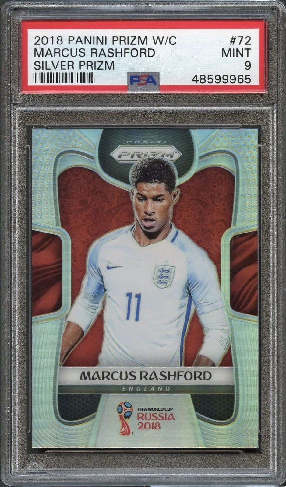 2018 Panini Prizm World Cup #72 Marcus Rashford Silver Prizm PSA 9 Mint
