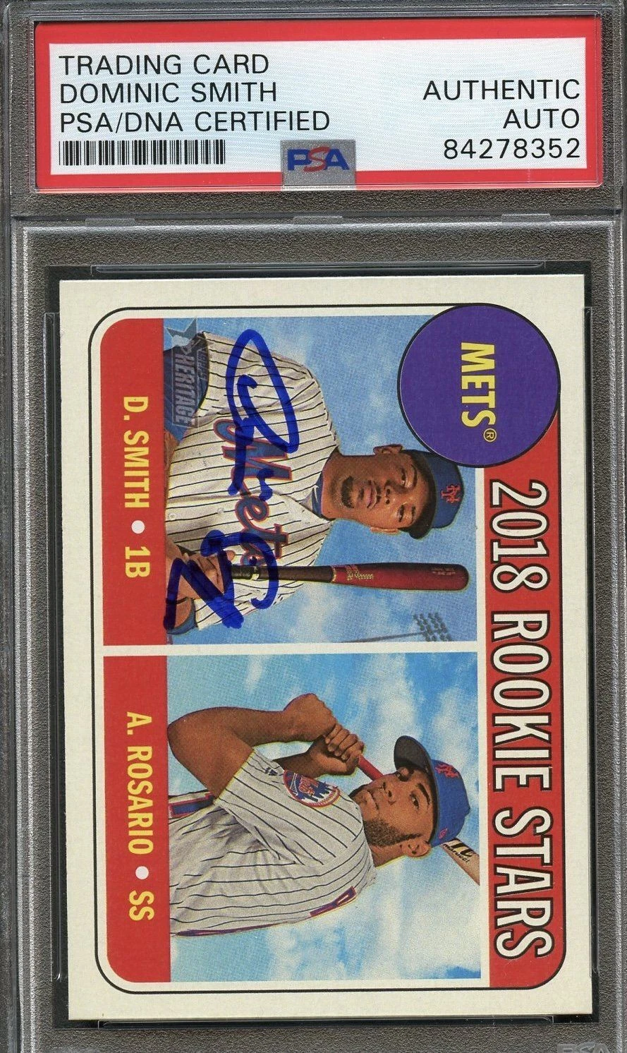 2018 Topps #31 Dominic Smith Signed Score Card PSA Slabbed Auto Mets RC
