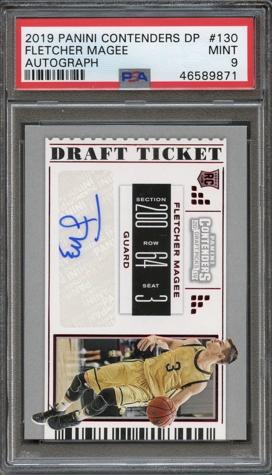 2019 Panini Contenders DP #130 Fletcher Magee PSA 9 Mint Auto
