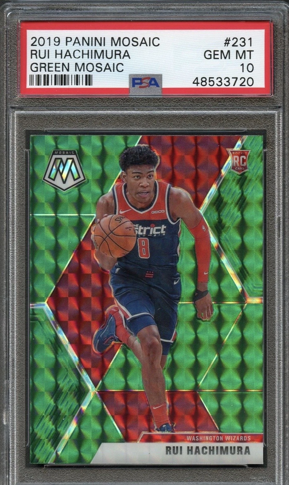 2019 Panini Mosaic #231 Rui Hachimura Green Mosaic PSA 10 Gem Mint RC

