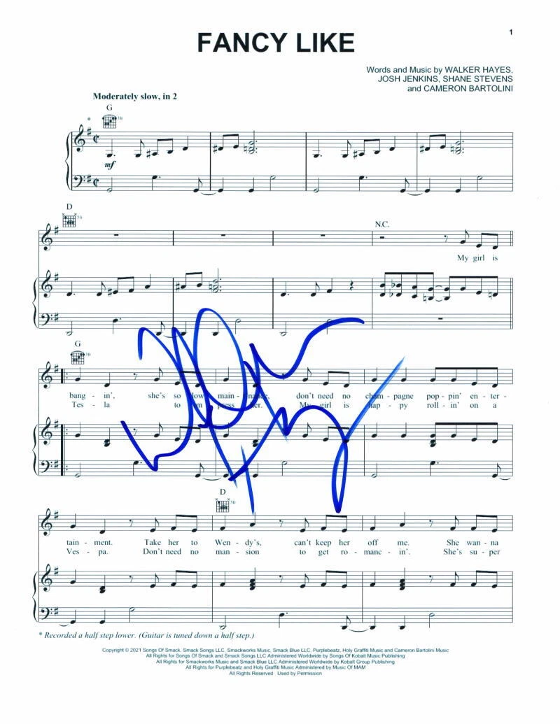 WALKER HAYES SIGNED AUTOGRAPH FANCY LIKE SHEET MUSIC – COUNTRY STUFF THE ALBUM COLLECTIBLE MEMORABILIA
