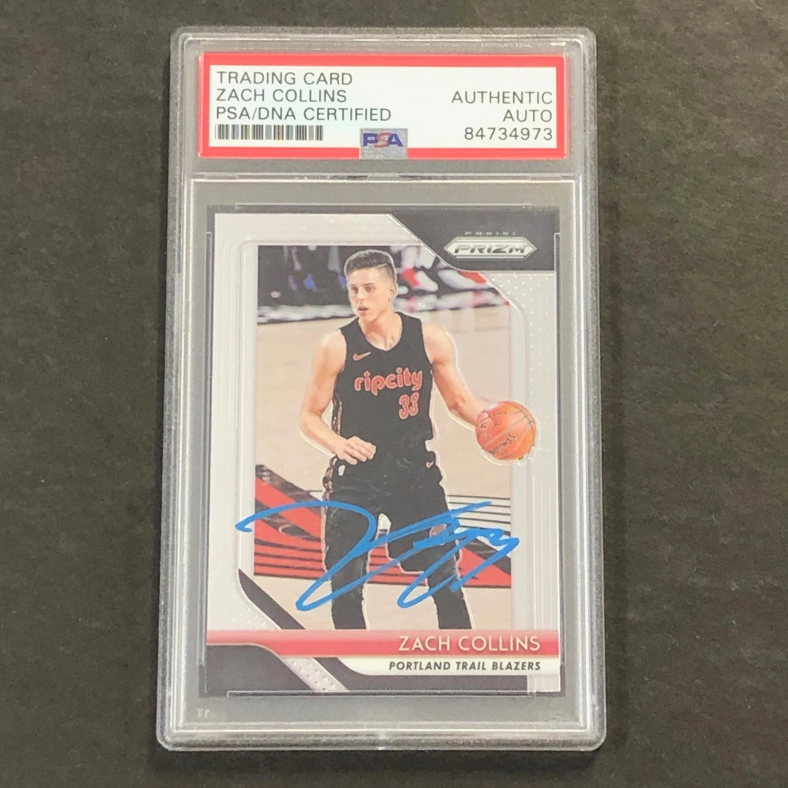 2018-19 Panini Prizm #141 ZACH COLLINS Signed Card AUTO PSA Slabbed Blazers
