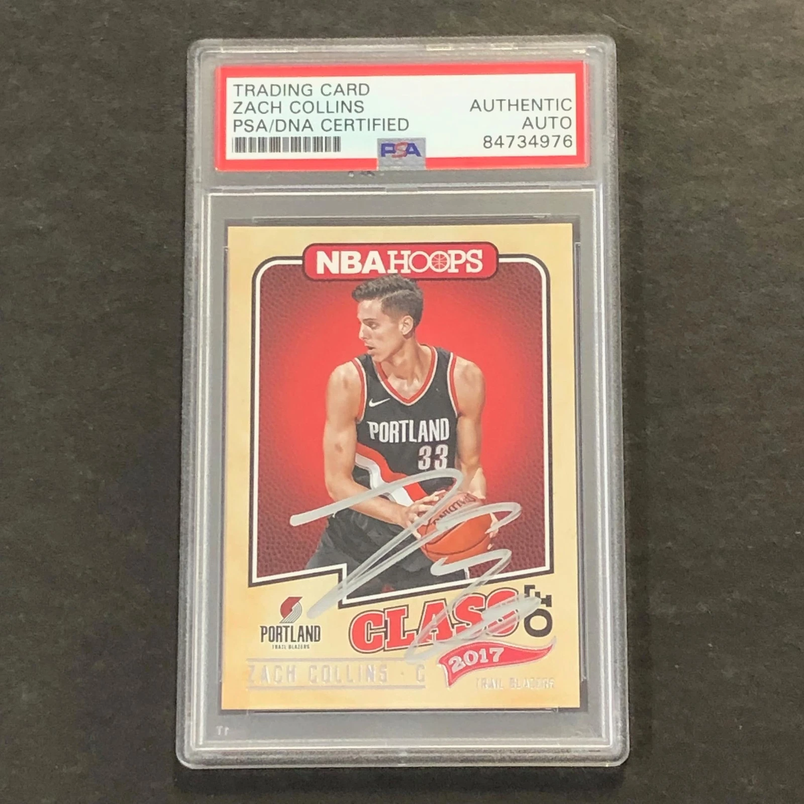 2017-18 Panini NBA Hoops #10 ZACH COLLINS Signed Card AUTO PSA Slabbed RC Blazer
