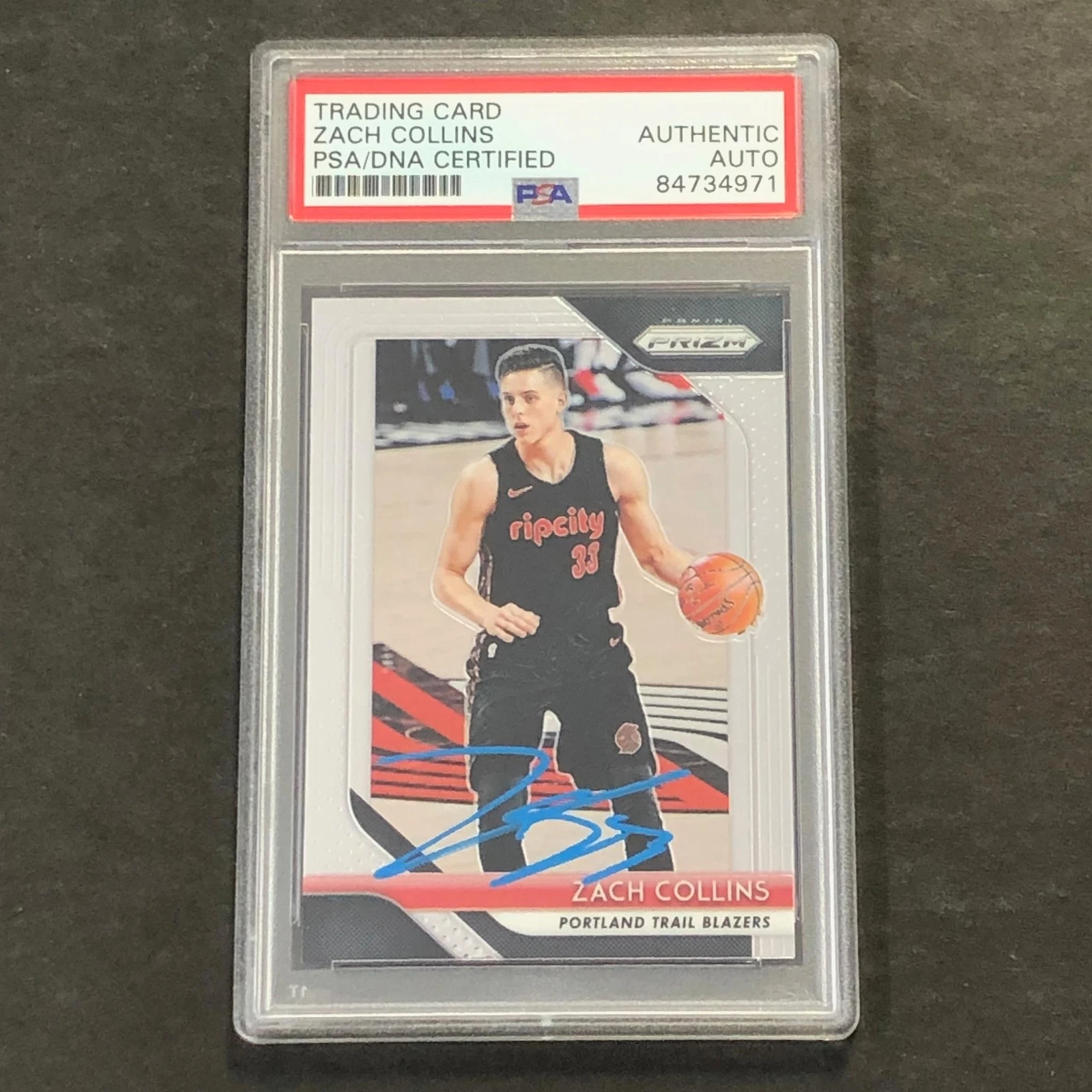 2018-19 Panini Prizm #141 ZACH COLLINS Signed Card AUTO PSA Slabbed Blazers
