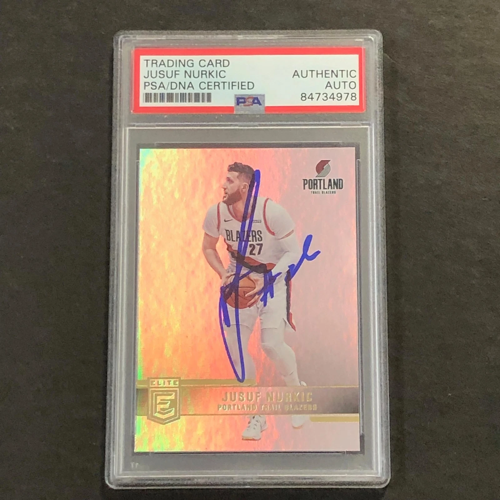 2021-22 Panini Donruss Elite #118 Jusuf Nurkic Signed AUTO PSA Slabbed Trail Bla
