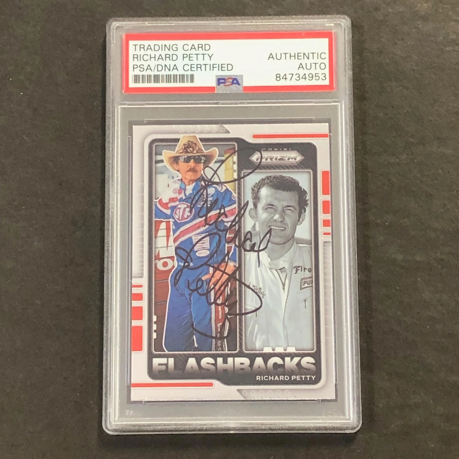 2021 Panini Prizm Racing Flashbacks #77 Richard Petty Signed Card AUTO PSA Slab
