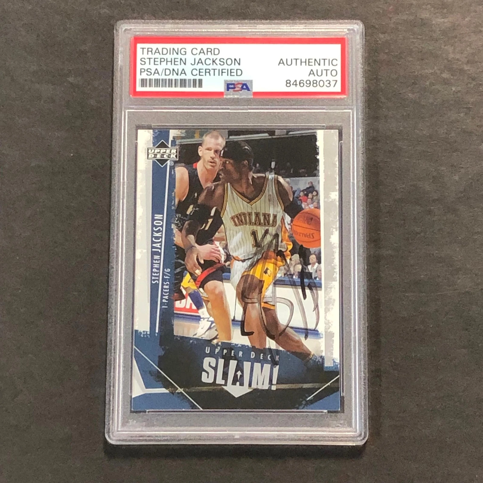 2005-06 Upper Deck #32 Stephen Jackson Signed Card AUTO PSA Slabbed Pacers
