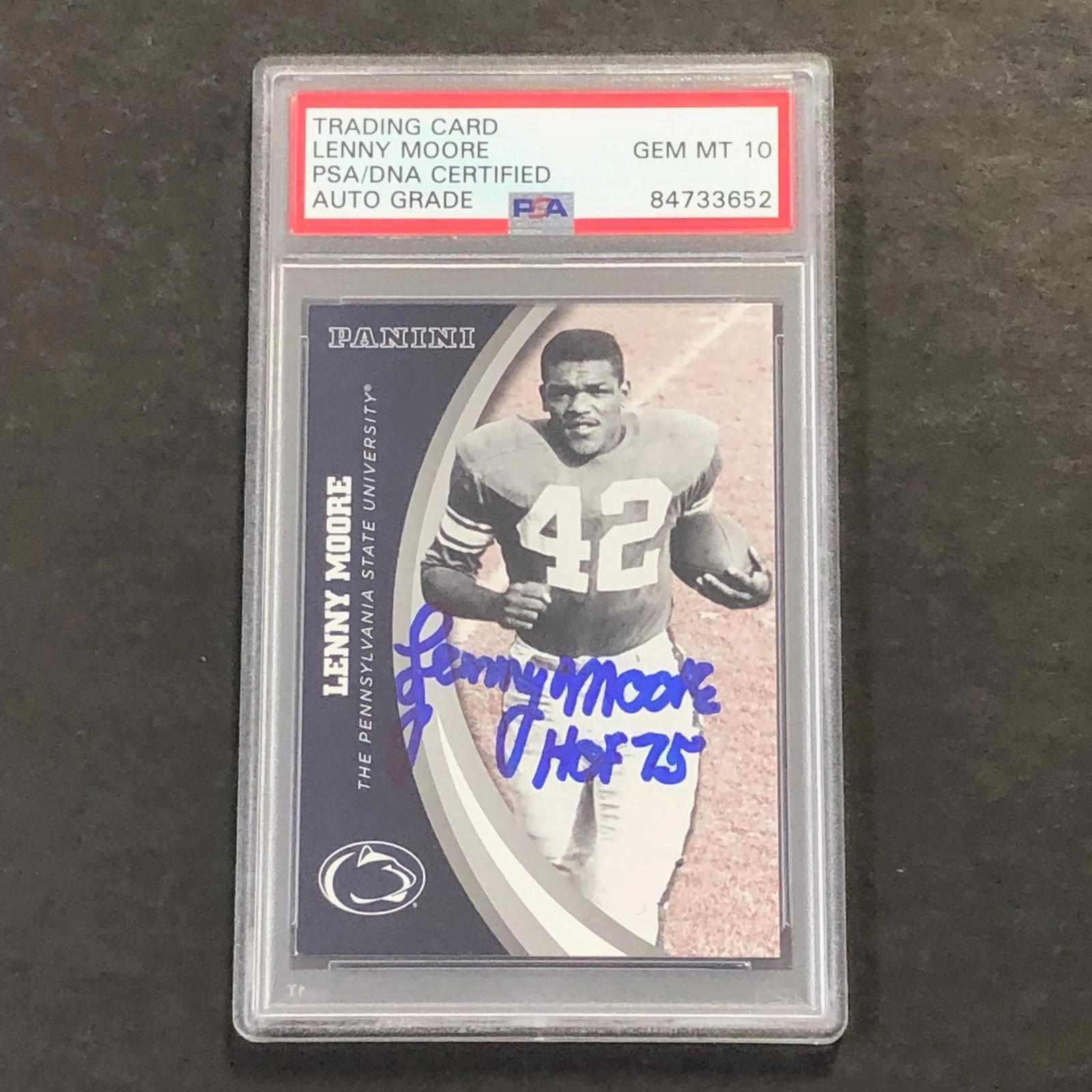 2016 Panini Team Collection #48 Lenny Moore Signed Card PSA/DNA Slabbed Penn Sta
