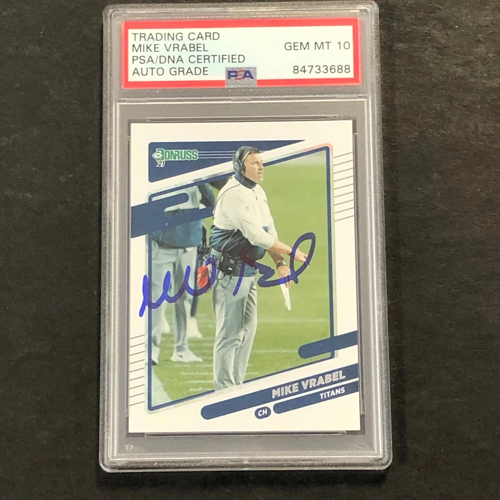 2021 Donruss Panini #12 Mike Vrabel Signed Card PSA Slabbed Titans
