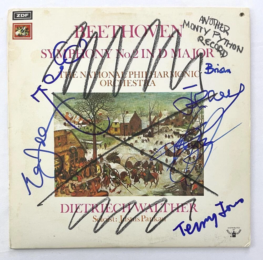 Monty Python Troupe Signed Autograph Record - Terry Jones Michael Palin Beckett

