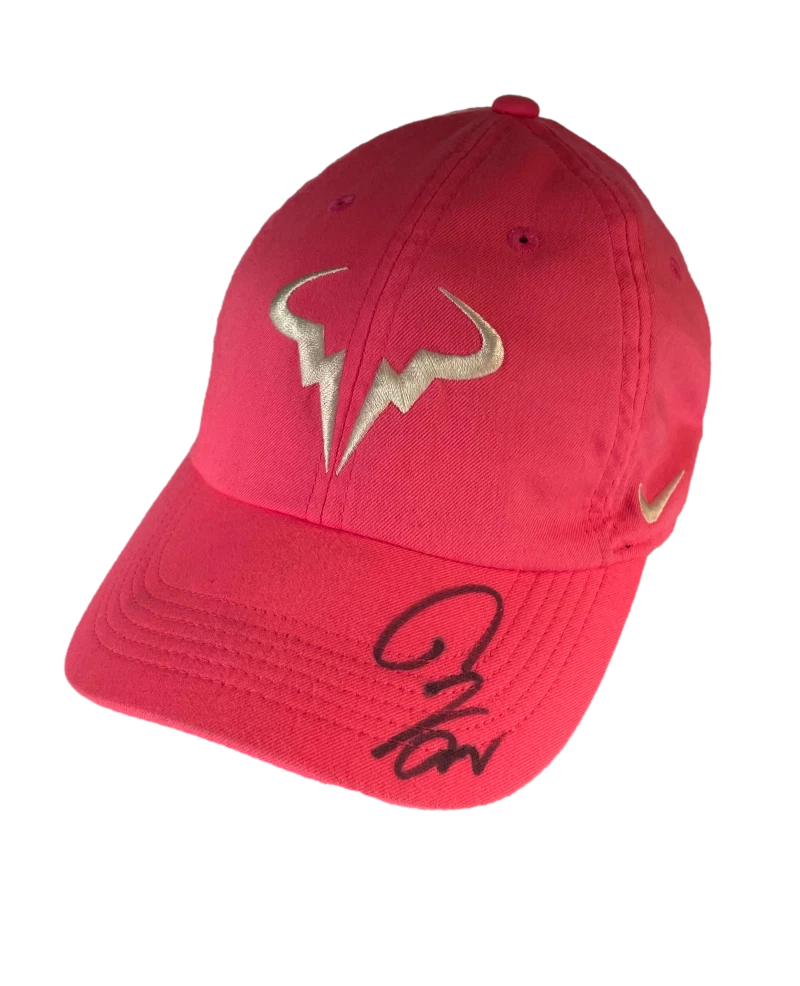 Rafael Nadal Signed Autograph Pink Signature Logo Tennis Baseball Cap Hat w/ JSA
