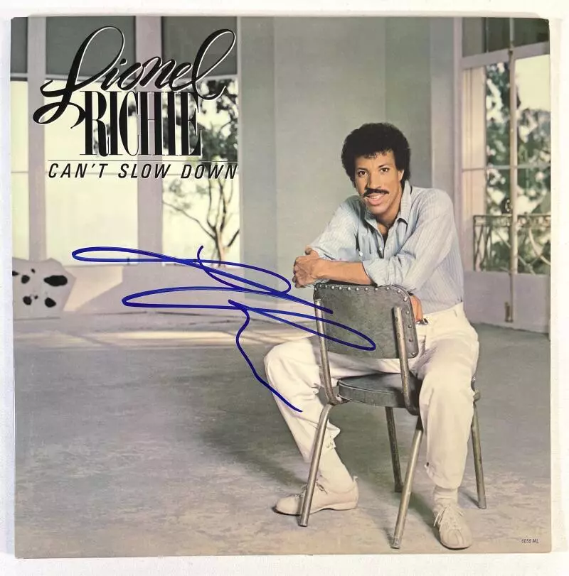Lionel Richie Signed Autograph Album Vinyl Record LP Can't Slow Down Beckett COA
